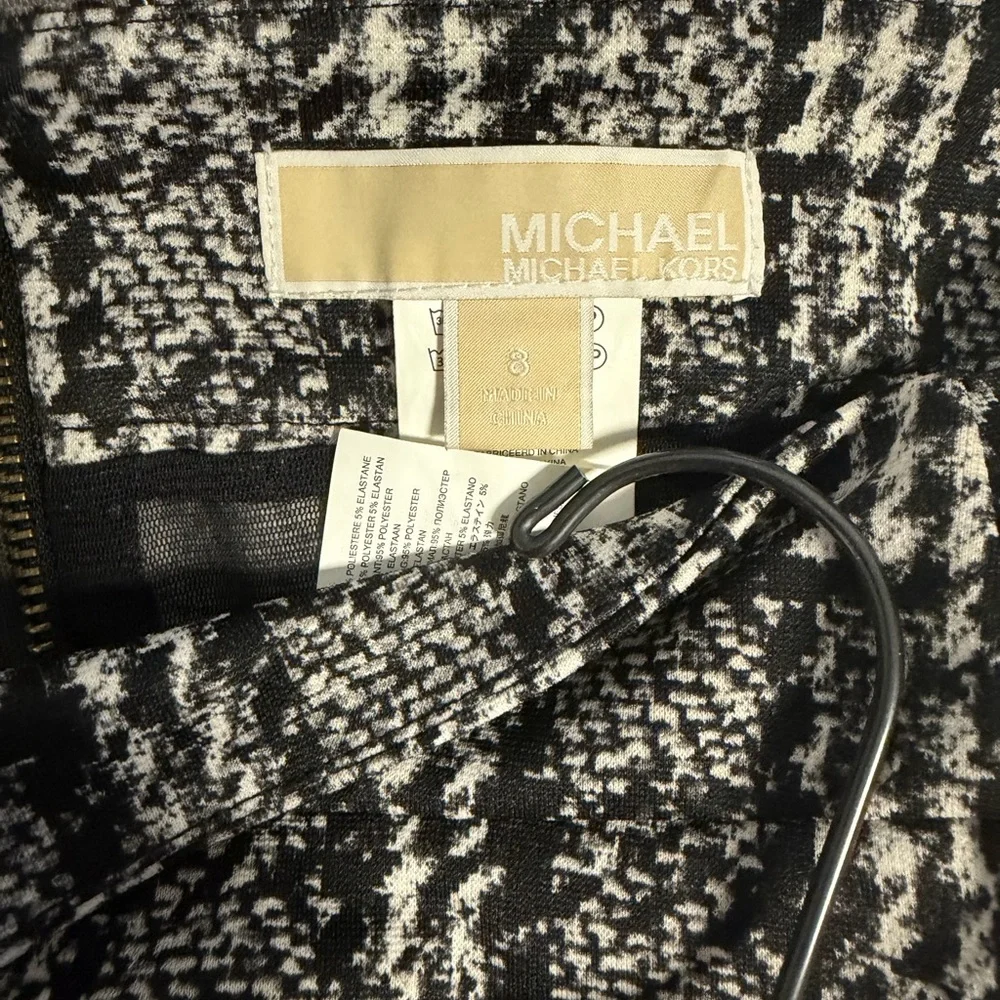 Michael Kors Black and White Checkered Pencil Skirt